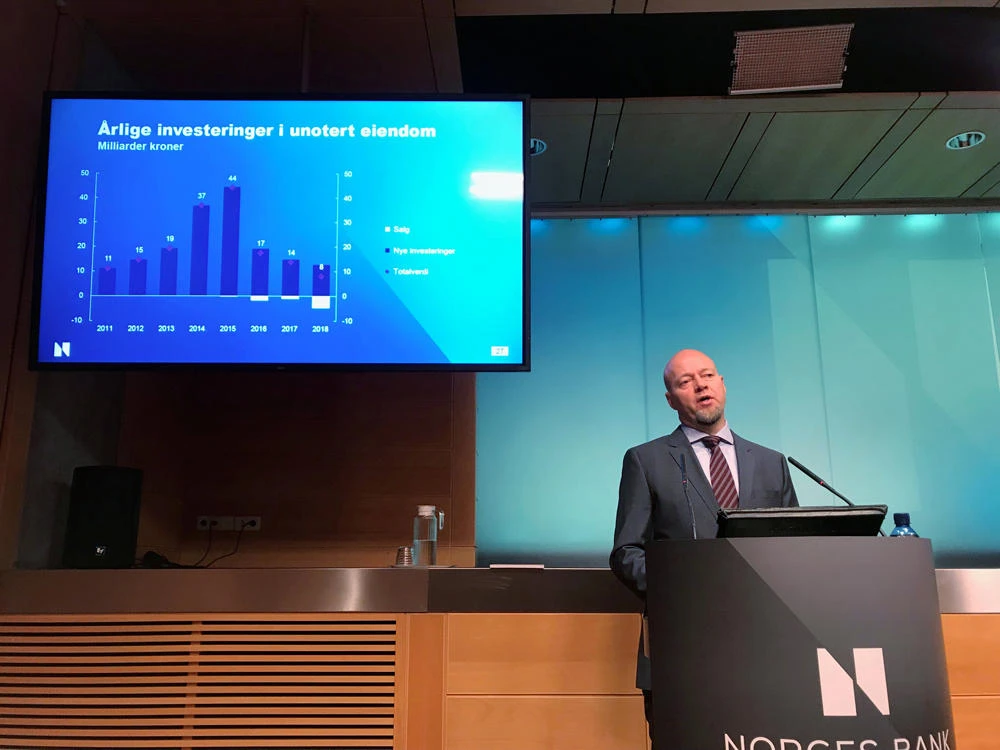 Norwegian wealth fund CEO Yngve Slyngstad speaks at a news conference in Oslo, Norway, on Febuary 27, 2018. (REUTERS/Gwladys Fouche)