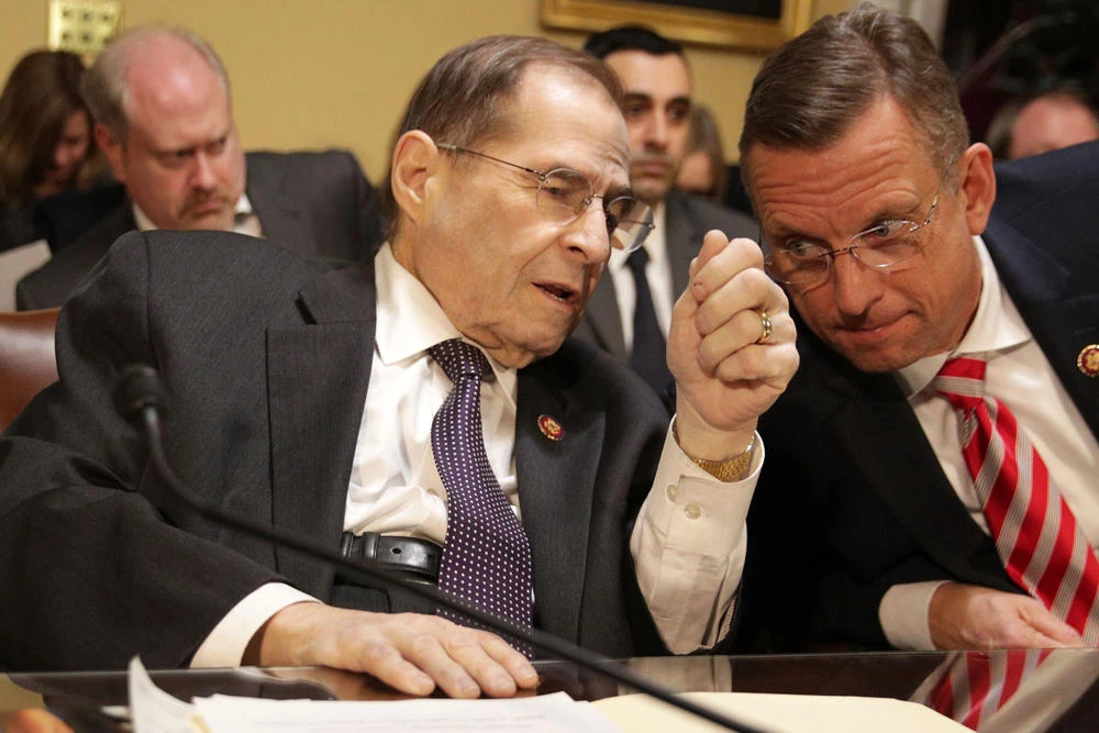 US Rep. Jerrold Nadler (D-NY) (L) talks to Rep. Doug Collins (R-GA) (R) during a House Rules Committee meeting at the US Capitol February 25, 2019 in Washington, DC.(Alex Wong/Getty Images/AFP)