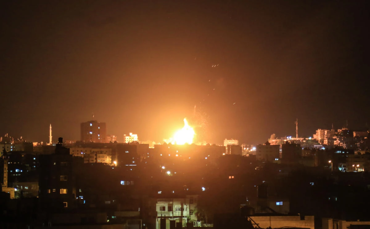 An explosion is seen in northern Gaza City after an airstrike by Israeli forces on June 20, 2018. (File/AFP)