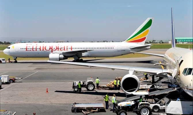 This file photograph taken on January 26, 2010, shows an Ethiopian Boeing 737 aircraft as it leaves a hanger in Nairobi. (AFP)