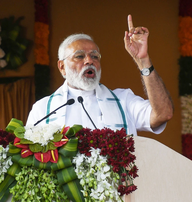 Indian Prime Minister Narendra Modi addressing a National Democratic Alliance (NDA) rally in Chennai on March 6, 2019. (AFP)