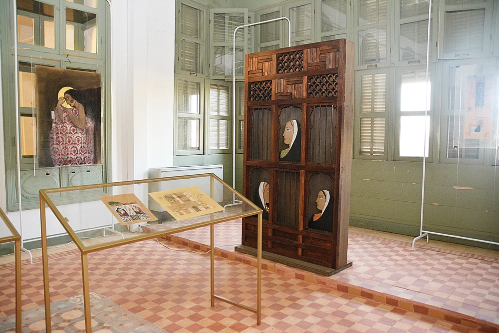 Sarah Al-Abdali's work on display at the house of her great-grandfather at Al-Balad district of Jeddah. (AN photo by Huda Bashatah)