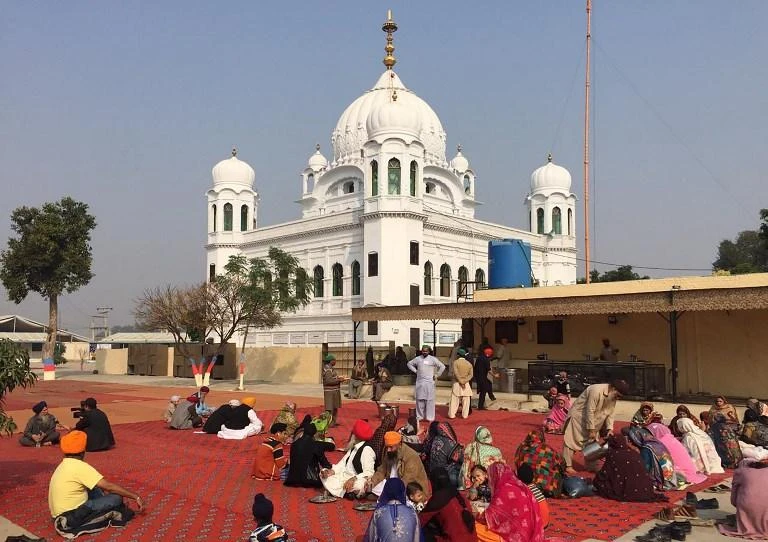 Guru Nanak, the founder of Sikh religion, had settled in what is now Pakistan’s Kartarpur where the Gurdwara Darbar Sahib shrine is located, above. (AFP)