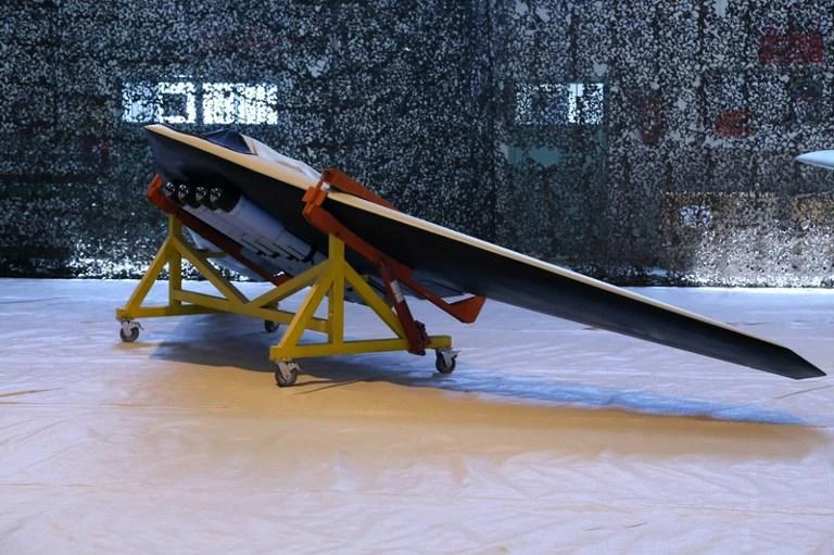 A handout by Iran’s Revolutionary Guards released on January 13, 2016 shows the new locally made drone called Saegheh (or Thunderbolt) displayed at an undisclosed location in Iran. (Iran’s Revolutionary Guards/AFP)