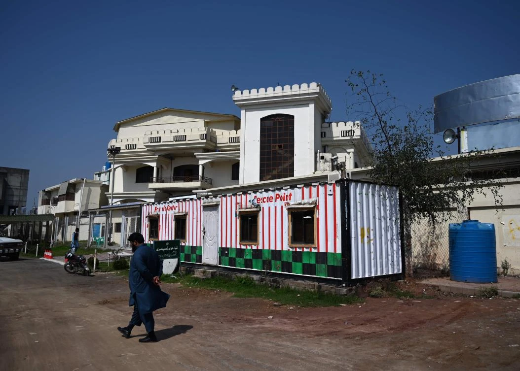 Above, a shuttered medical dispensary of banned militant Jamaat-ud-Dawa, believed to be a front for the banned militant group Lashkar-e-Taiba in Islamabad. (AFP)