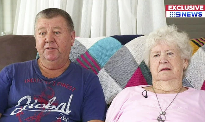 In this image made from a video, a woman and a man who Australia's Nine Network television says are a grandmother and an uncle of Brenton Harrison Tarrant, the Australian man accused of carrying out the mass shootings at two New Zealand mosques, are interviewed in Grafton, New South Wales, Australia on March 17, 2019. (CHANNEL 9 via AP)