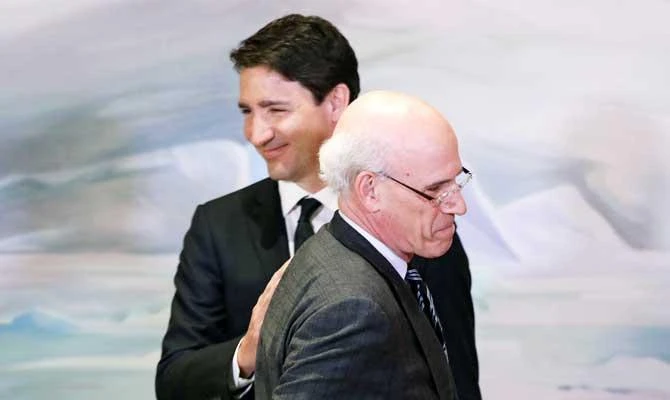 Canada's Prime Minister Justin Trudeau and Privy Council Clerk Michael Wernick attend a cabinet shuffle at Rideau Hall in Ottawa, Ontario, Canada, March 18, 2019. (REUTERS)