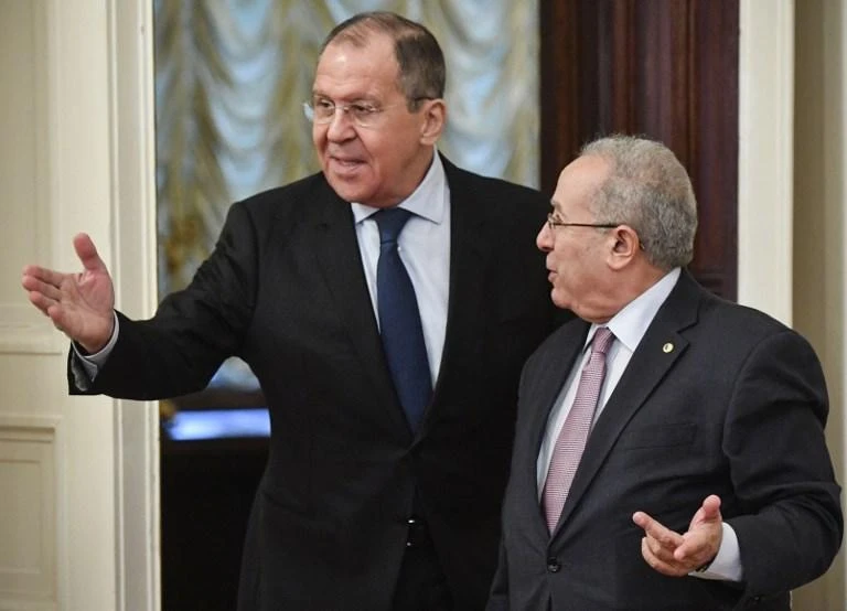 Sergei Lavrov, right, made the remarks ahead of discussions with Algeria’s Deputy PM Ramtane Lamamra, left. (AFP/File)