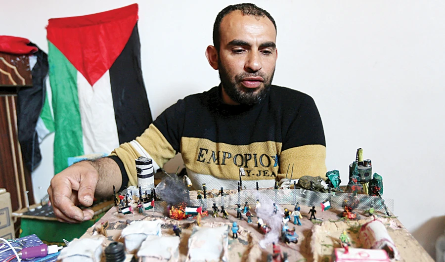 Gaza border protests provide artist with inspiration, and raw materials