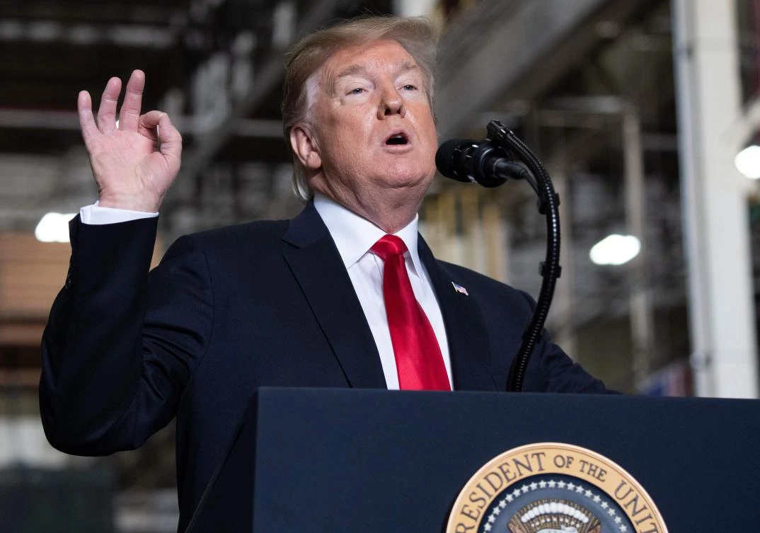 US President Donald Trump speaks after touring the Lima Army Tank Plant at Joint Systems Manufacturing in Lima, Ohio, March 20, 2019. (AFP)
