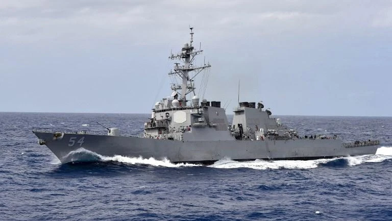 The Navy destroyer Curtis Wilbur, above, was one of the US ships that sailed through the Taiwan Strait on Sunday. (AFP)