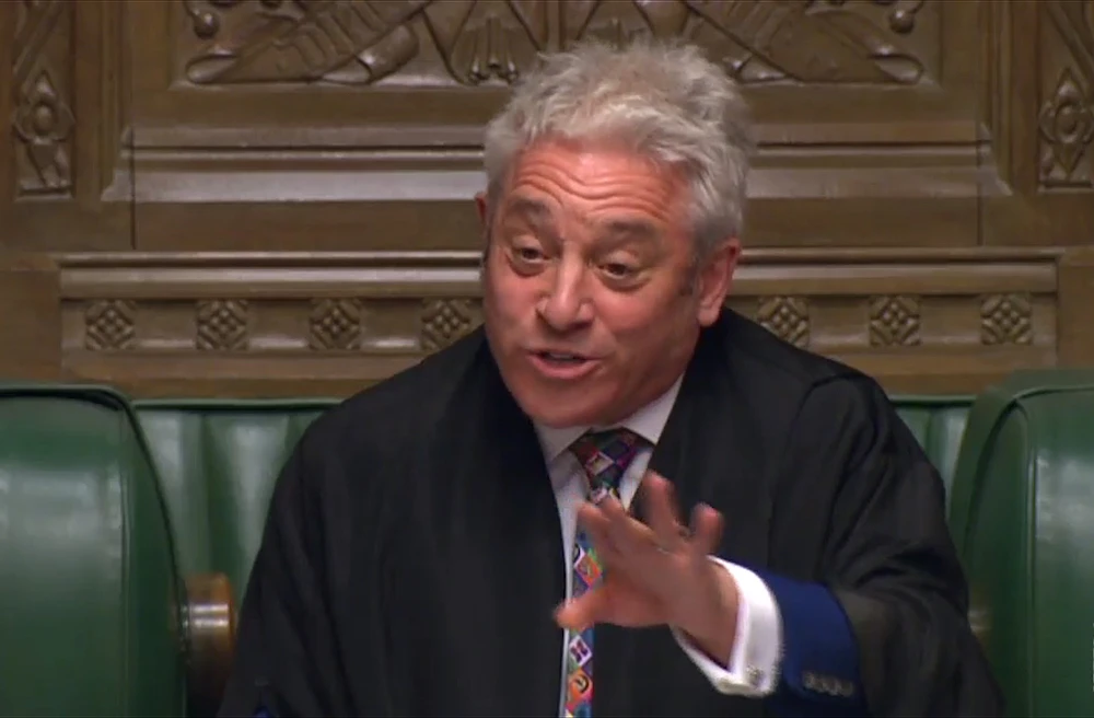 Speaker of the House of Commons, John Bercow, speaking in the House of Commons in London on March 27, 2019, as he announces the outcome of indicative votes on the alternative options for Brexit. (AFP)