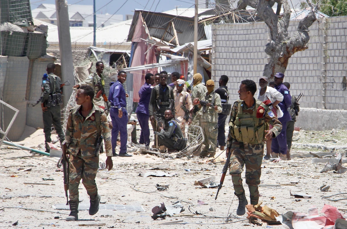 At least 11 people died when a bomb exploded on a busy street and ripped into a nearby restaurant in Somalia's capital Mogadishu on Thursday, medics said. (File/AP)