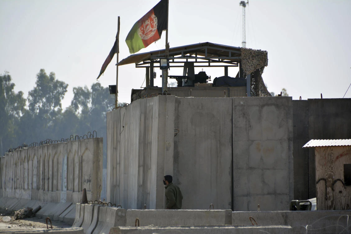 In this March 6, 2019 file photo, Afghan security personnel man a checkpoint at the airport after a suicide attack, in Jalalabad province, east of Kabul, Afghanistan.(AP)