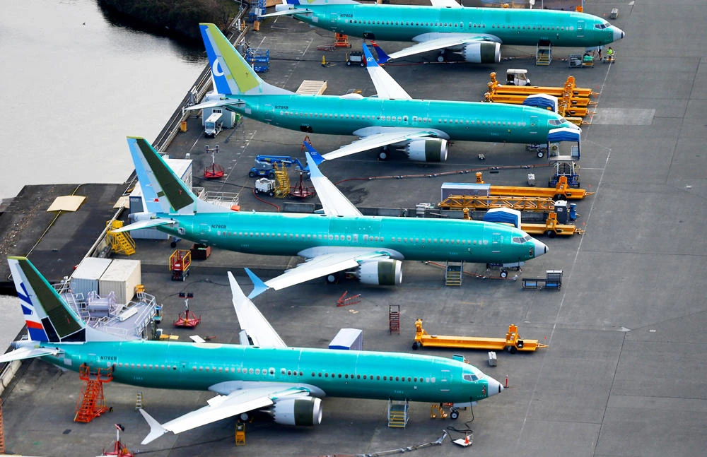 An aerial photo shows Boeing 737 MAX airplanes parked at the Boeing Factory in Renton, Washington, US, on March 21, 2019. (REUTERS/Lindsey Wasson/File Photo)