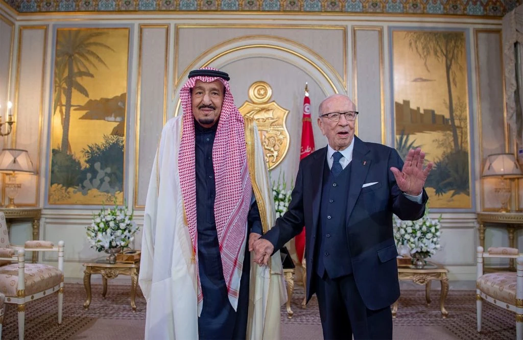 Saudi Arabia's King Salman and Tunisian President Beji Caid Essebsi held bilateral talks on Friday. (SPA)