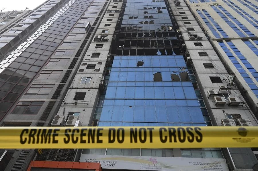 The blaze burned for several hours, and trapped people inside. (AFP)