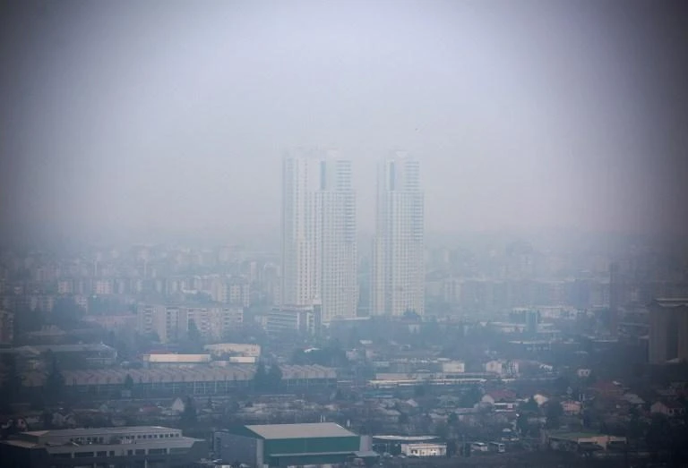 A general view of the city of Skopje, seen through polluted air on January 30, 2019, one of the most polluted cities in Europe. (AFP)