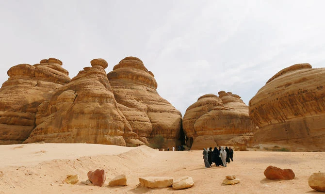 Majestic rock-hewn tombs of Madain Saleh are seen near the city al-Ula, Saudi Arabia January 25, 2019. (REUTERS)