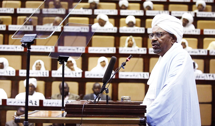 Sudanese President Omar Al-Bashir addresses Parliament in Khartoum. (AFP)