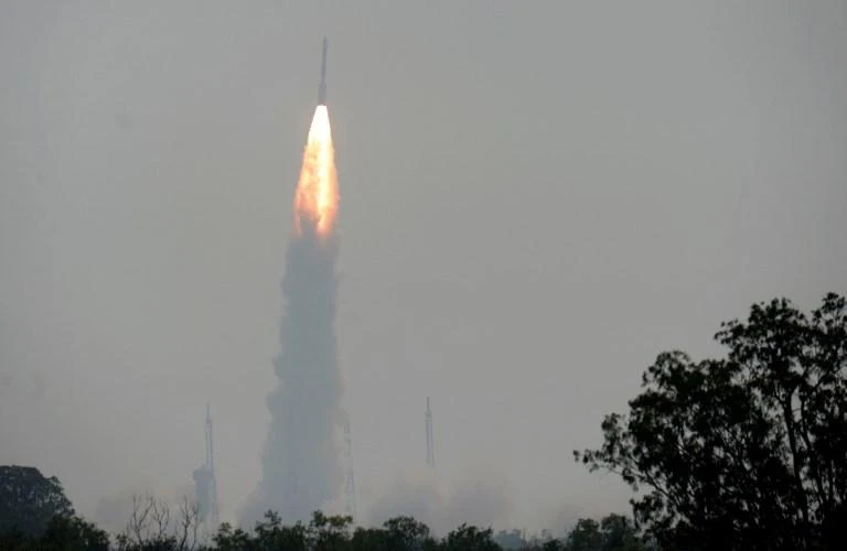 Single Indian rocket puts satellites in three orbits, in first for nation
