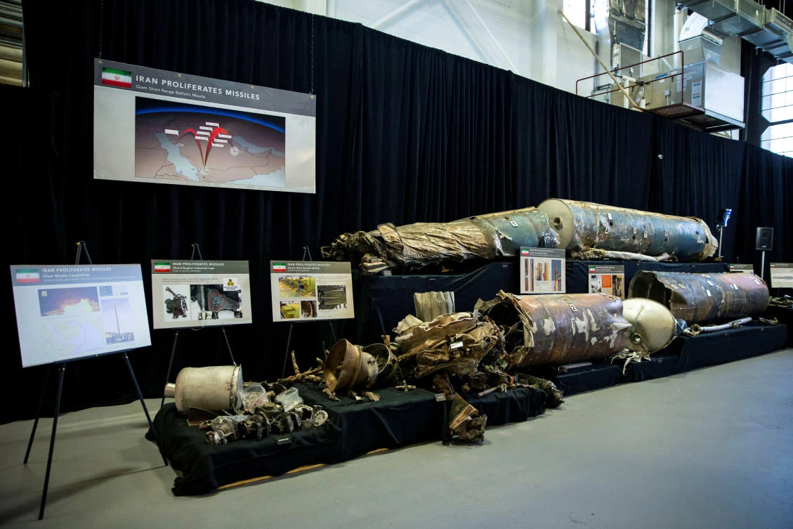 A U.S. Department of Defense exhibit shows a "Qiam" ballistic missile manufactured in Iran, at a military base in Washington, U.S., November 29, 2018. (Reuters)