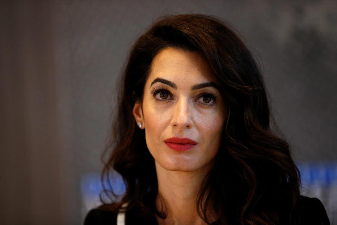 Human rights lawyer Amal Clooney attends a news conference on media freedom as part of the G7 Foreign Ministers’ meeting in Dinard, France. (Reuters)