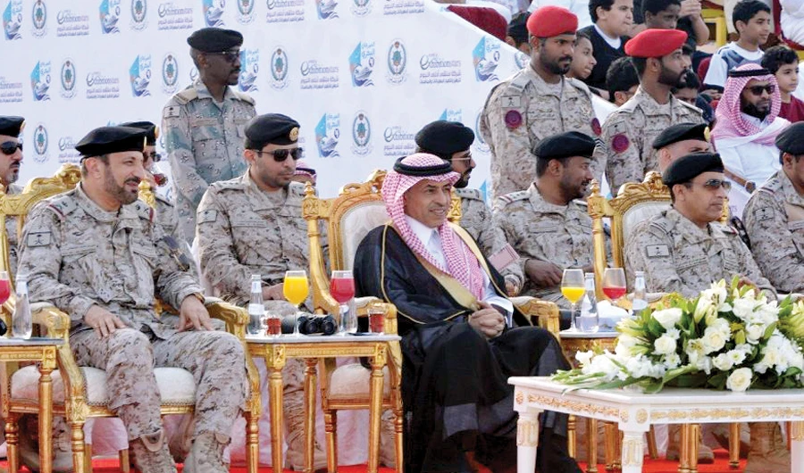 Jubail Gov. Abdullah bin Nasser Al-Askar attends the opening ceremony of the naval festival at the King Abdul Aziz Naval Base in Jubail. (SPA)