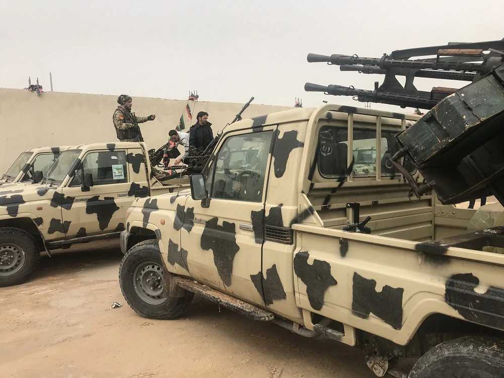 Local militiamen, belonging to a group opposed to Libyan strongman Khalifa Haftar, on April 5, 2019. (AFP)