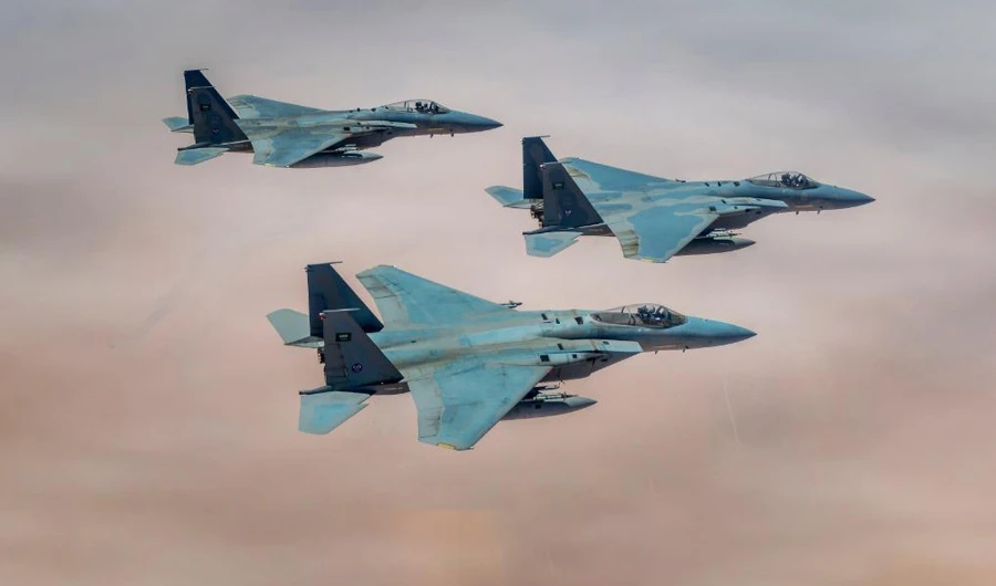 The Coalition struck houthi position in the Yemeni capital Sanaa, it was reported Wednesday. (SPA)