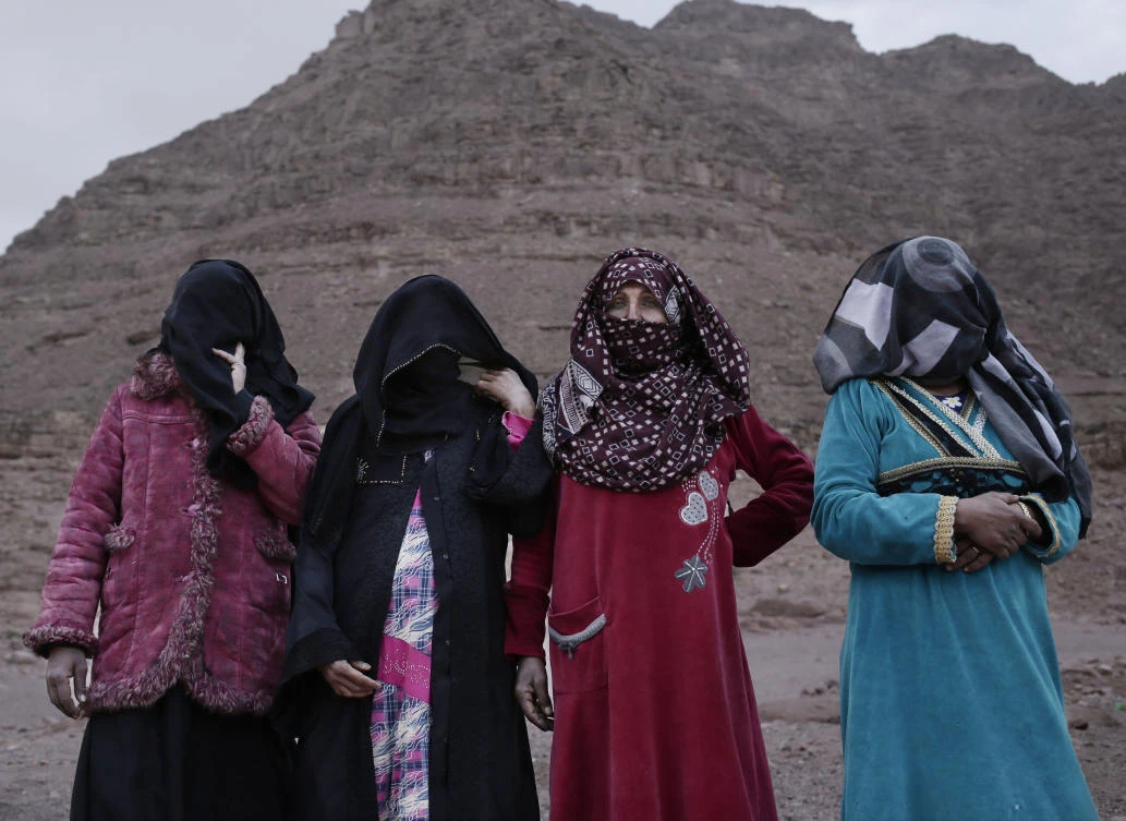 Four Bedouin women working as tour guides in the Sinai Trail project. (AP)