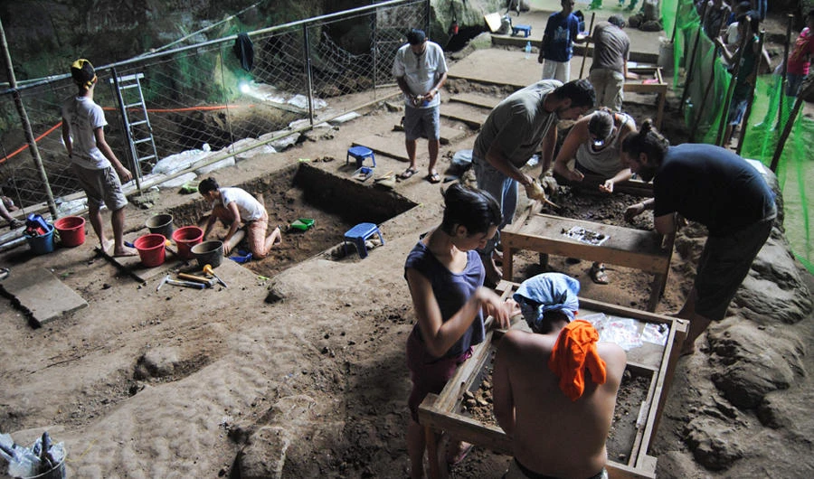 A handout image made available by Florent Detroit and taken on August 9, 2011 shows a view of the excavation in the Callao Cave in the north of Luzon Island, in the Philippines, where an international multidisciplinary team discovered a new hominin species, Homo Luzonensis. (AFP PHOTO / Florent Detroit / Armand Salvadore Mijares)