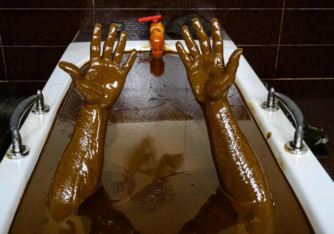 The petroleum spa resort in the oil-rich Caucasus country is a draw for visitors. (AFP)