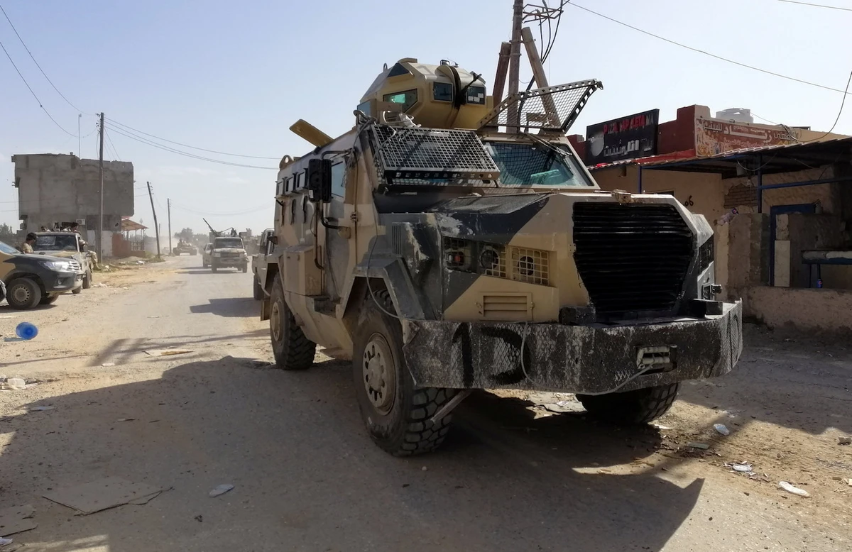 A military vehicle of eastern Libyan forces is seen in Ain Zara, south of Tripoli, Libya April 11, 2019. Picture taken April 11, 2019. (Reuters)