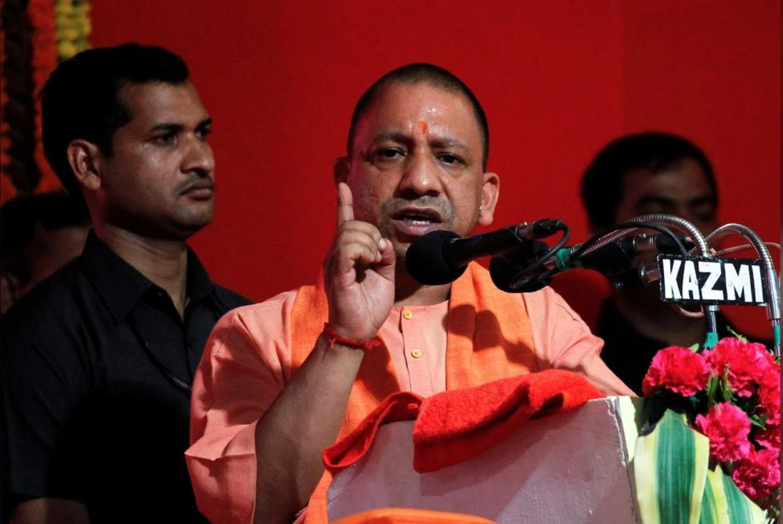 Yogi Adityanath, Chief Minister of Uttar Pradesh, addresses the audience after inaugurating power projects in Allahabad, June 4, 2017.(Reuters)