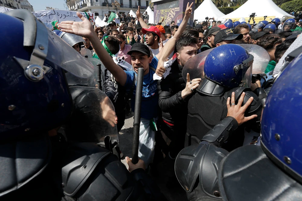 Students demonstrate in Algiers on Tuesday as Algeria's army chief warned time is running out.. (AP Photo/Toufik Doudou)