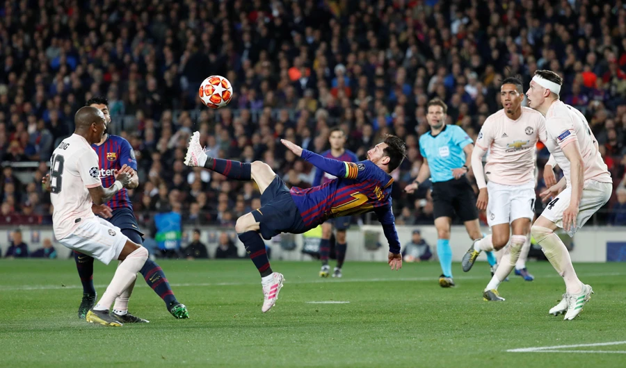 United’s pair of early errors made this another night about Messi. (Reuters)