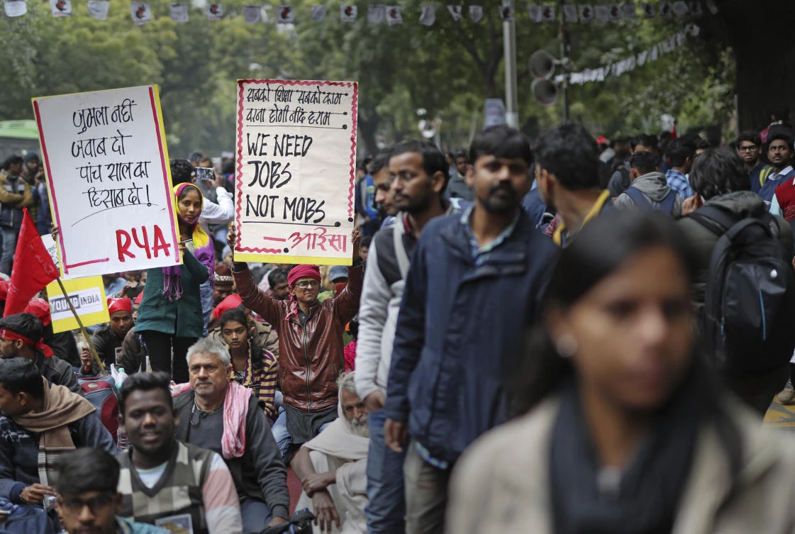 According to the Center for Monitoring the Indian Economy, employment actually contracted in the year following demonetization by 3.5 million jobs. The think tank said unemployment reached 7.4 percent in December 2018, its highest rate in more than two years. (AP)