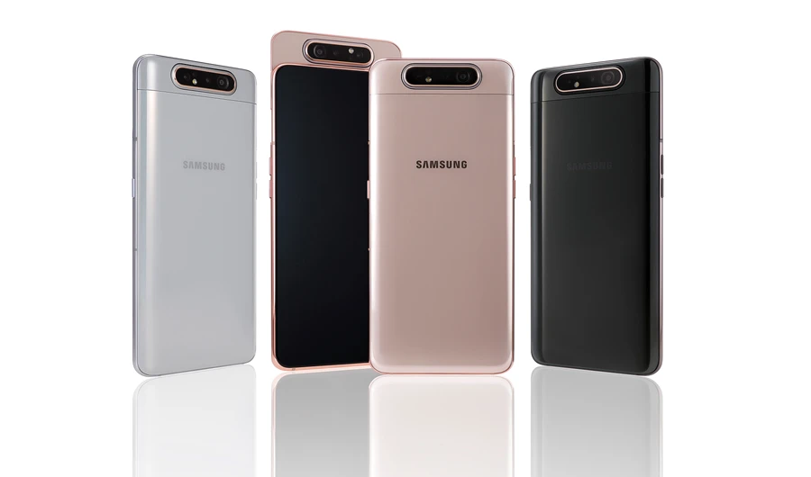 The Galaxy A80 offers a full-screen display, Samsung’s first rotating camera and an intelligent battery.
