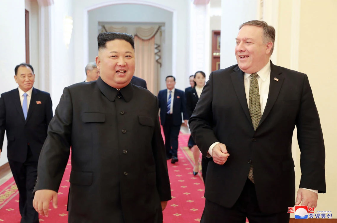North Korea’s leader Kim Jong Un previously met with US Secretary of State Mike Pompeo at the Paekhwawon State Guesthouse in Pyongyang. (File/AFP)