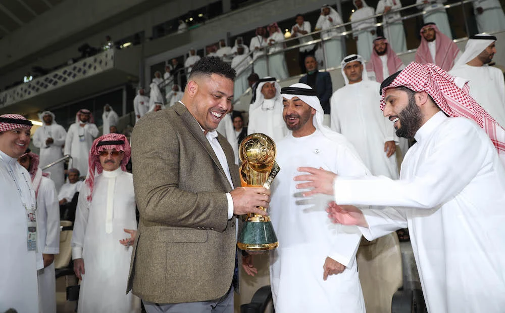 Brazilian football superstar Ronaldo was a special guest at the final of the Arab Club Champions Cup, which was held at the Hazza bin Zayed Stadium in Al-Ain. (AN Photo/Basheer Alzain Saleh)