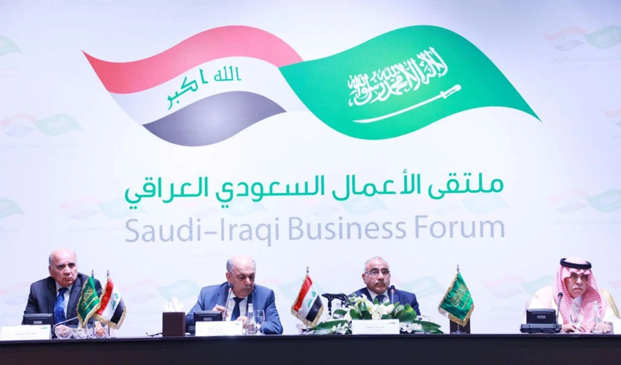 Iraq's Prime Minister Adel Abdul Mahdi attends the opening of the Saudi-Iraqi Business Forum in Riyadh on April 18, 2019. (REUTERS)