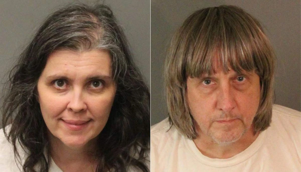 Booking photos from the Riverside County Sheriff’s Department of David Allen Turpin, right, and Louise Anna Turpin. (AFP)