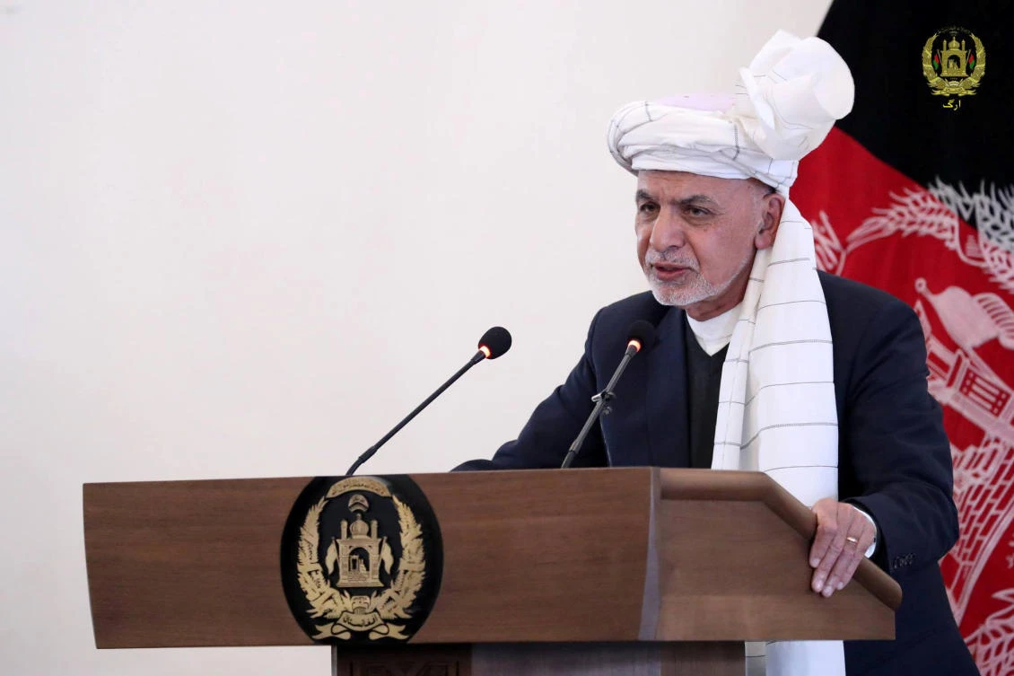 President Ashraf Ghani’s term is extended until new elections, which have been delayed until September, can take place. (Presidential Palace via Reuters)