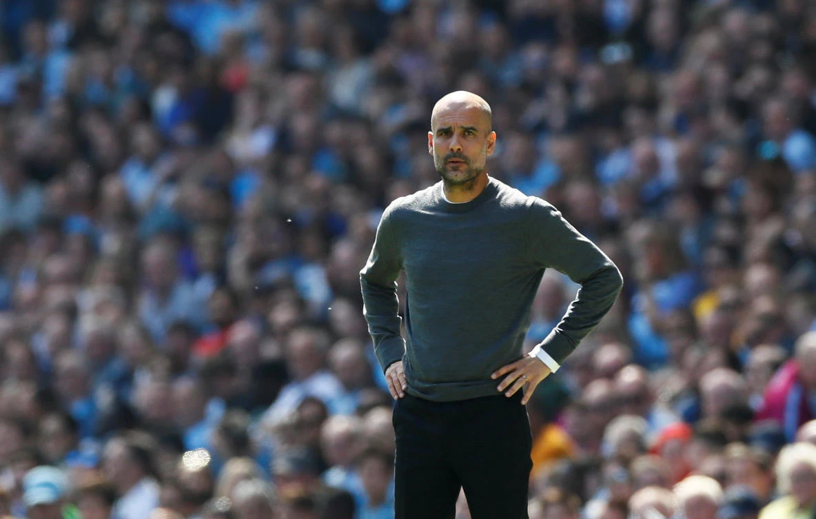 Manchester City manager Pep Guardiola during the match in the Premier League against Tottenham Hotspur at the Etihad Stadium. (Action Images via Reuters)