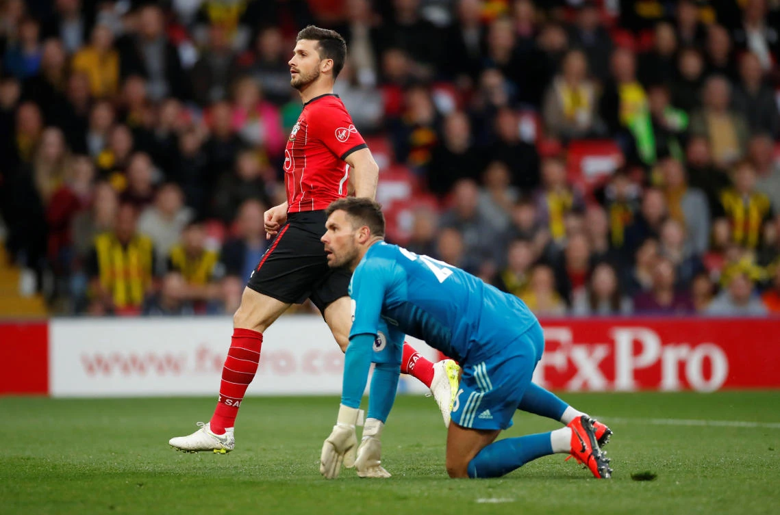 Southampton’s Shane Long scores in seven seconds much to the astonishment of Watford’s Ben Foster. (Reuters)