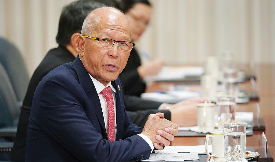 Philippines Defense Secretary Delfin Lorenzana addresses a recent meeting with US officials in Washington. (File/AFP)