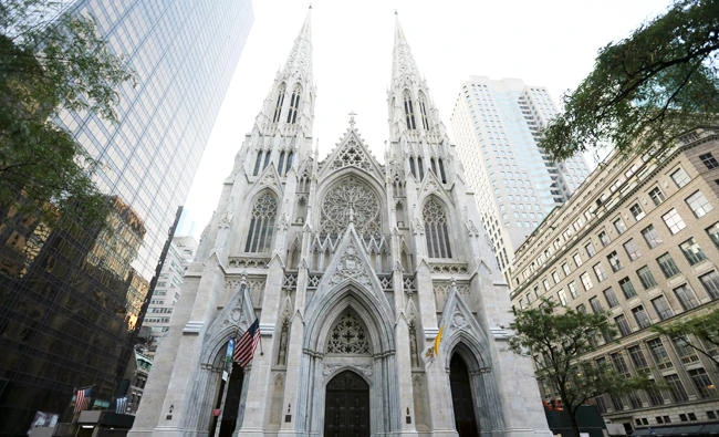 This Sunday, Aug. 30, 2015 file photo shows the newly renovated and cleaned facade of St. Patrick's Cathedral in New York. (AP)