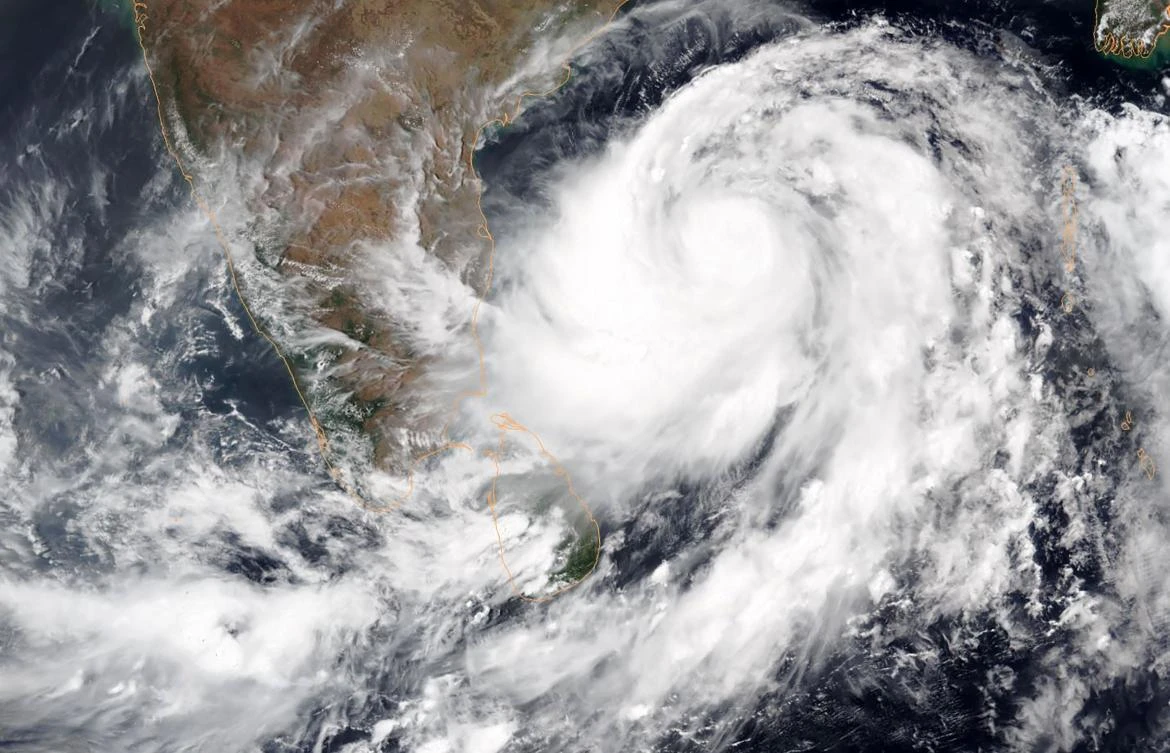 This May 1, 2019, satellite image obtained courtesy of the National Oceanic and Atmospheric Administration (NOAA) shows Tropical Cyclone Fani intensifying in the Bay of Bengal. (AFP/NOAA)