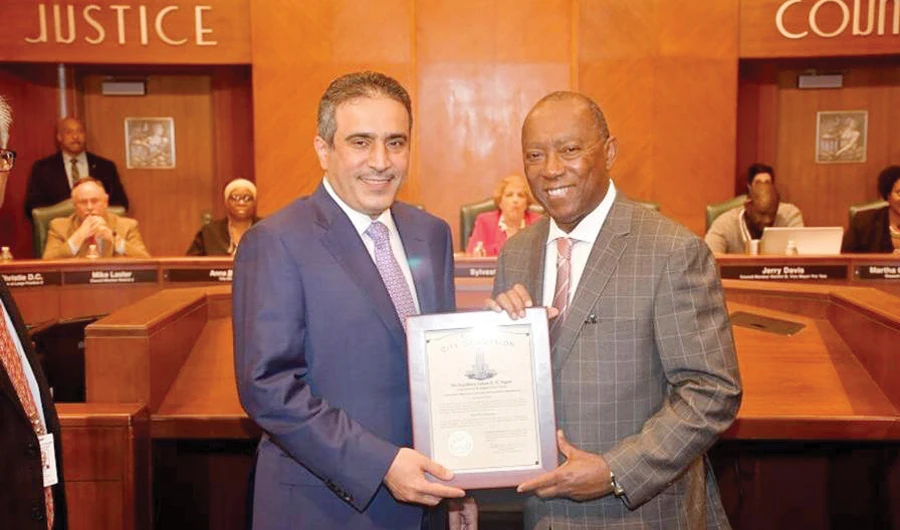 Saudi Consul General in Houston Sultan Al-Anqari receives honorary US citizenship for his promotion of Saudi-US relations. (SPA)